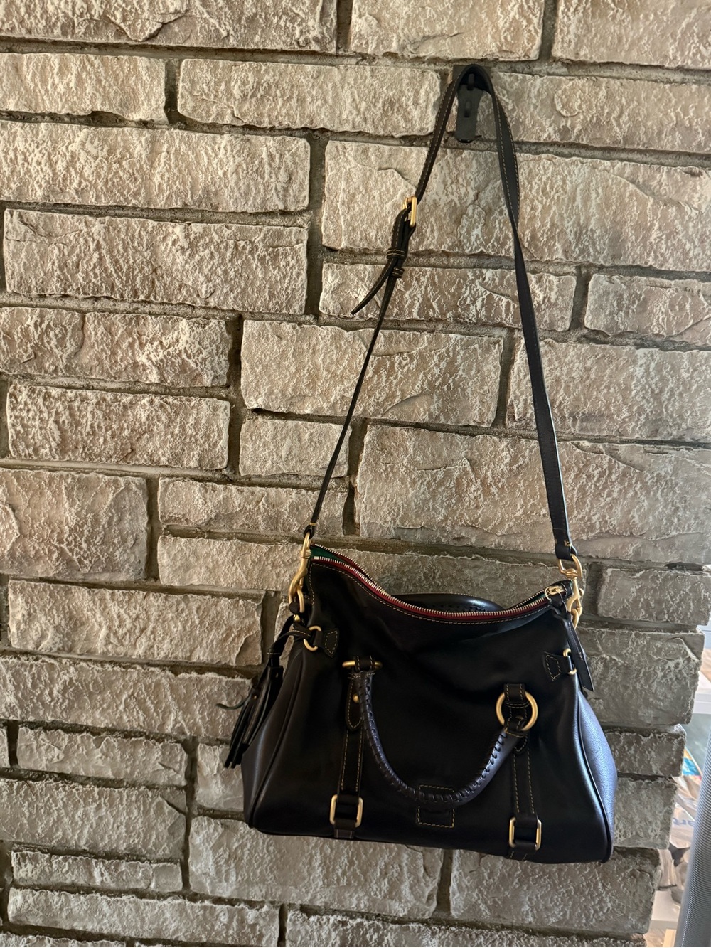 Dooney & Bourke Florentine brown Leather Satchel with Gold Hardware - Picture 3 of 6